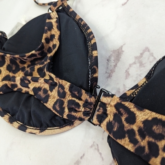 Good American Swim Top Women 5 2X 2XL Leopard Animal Show Off Curve Bikini - Picture 11 of 11